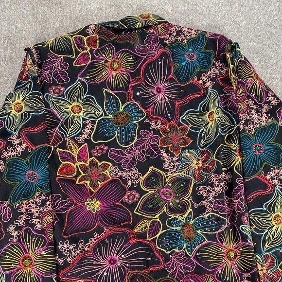 Vintage Coldwater Creek Button Up Shirt Top Women's XL Multicolor Floral VTG - Picture 5 of 12